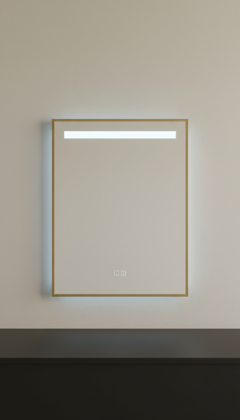 Rectangular LED bathroom mirror