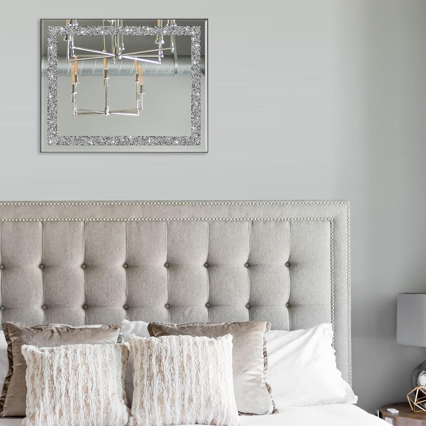 Diamond Crystal Crush Rectangular Wall Mirror for Home Decor, Accent Mirror for Bathroom, Entryway, Bedroom, 16" x 20"