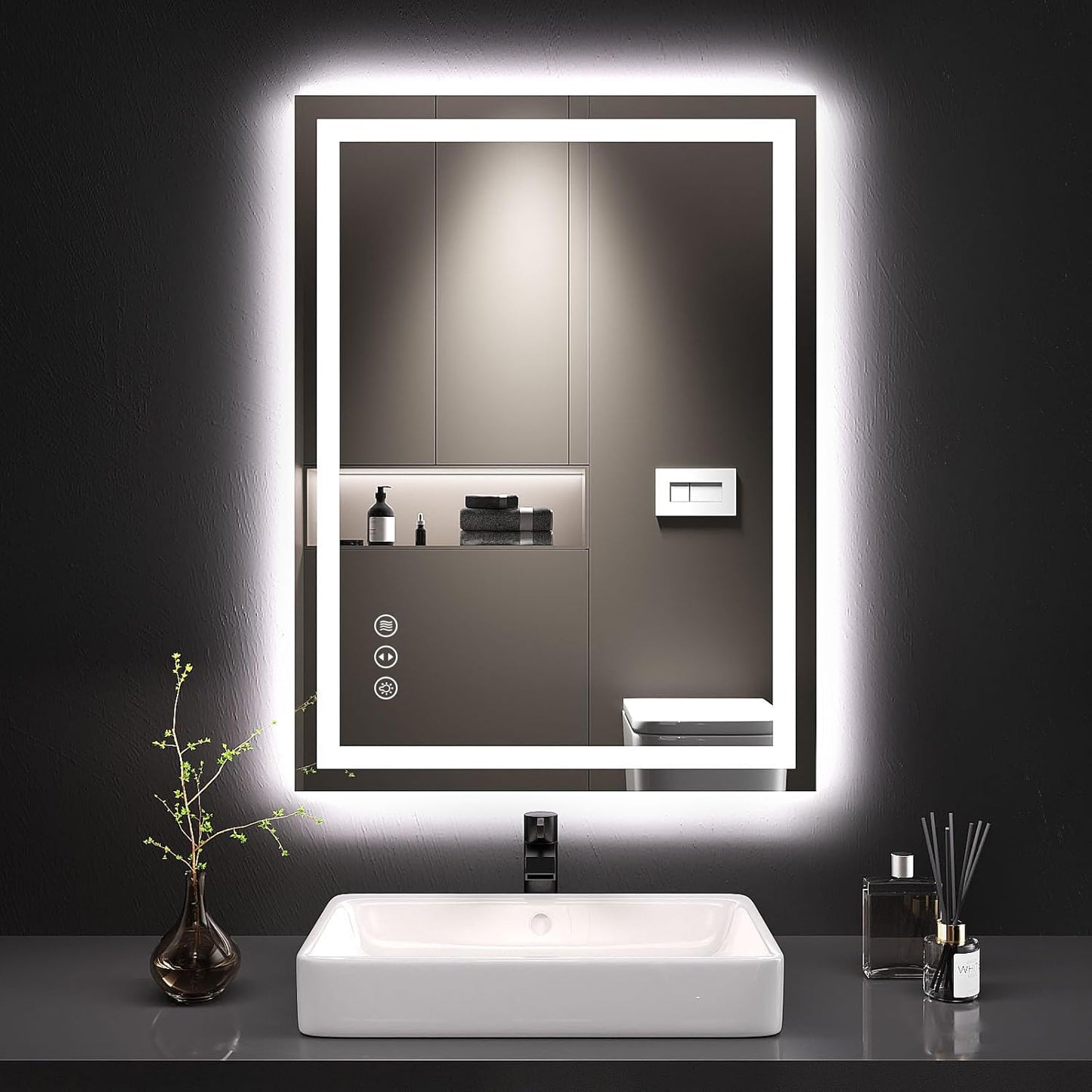 Vanity Mirror with Lights, Hollywood Makeup Mirror with 15 Dimmable LED Lights for Dressing Room and Bedroom, Slim Metal Frame Design, White