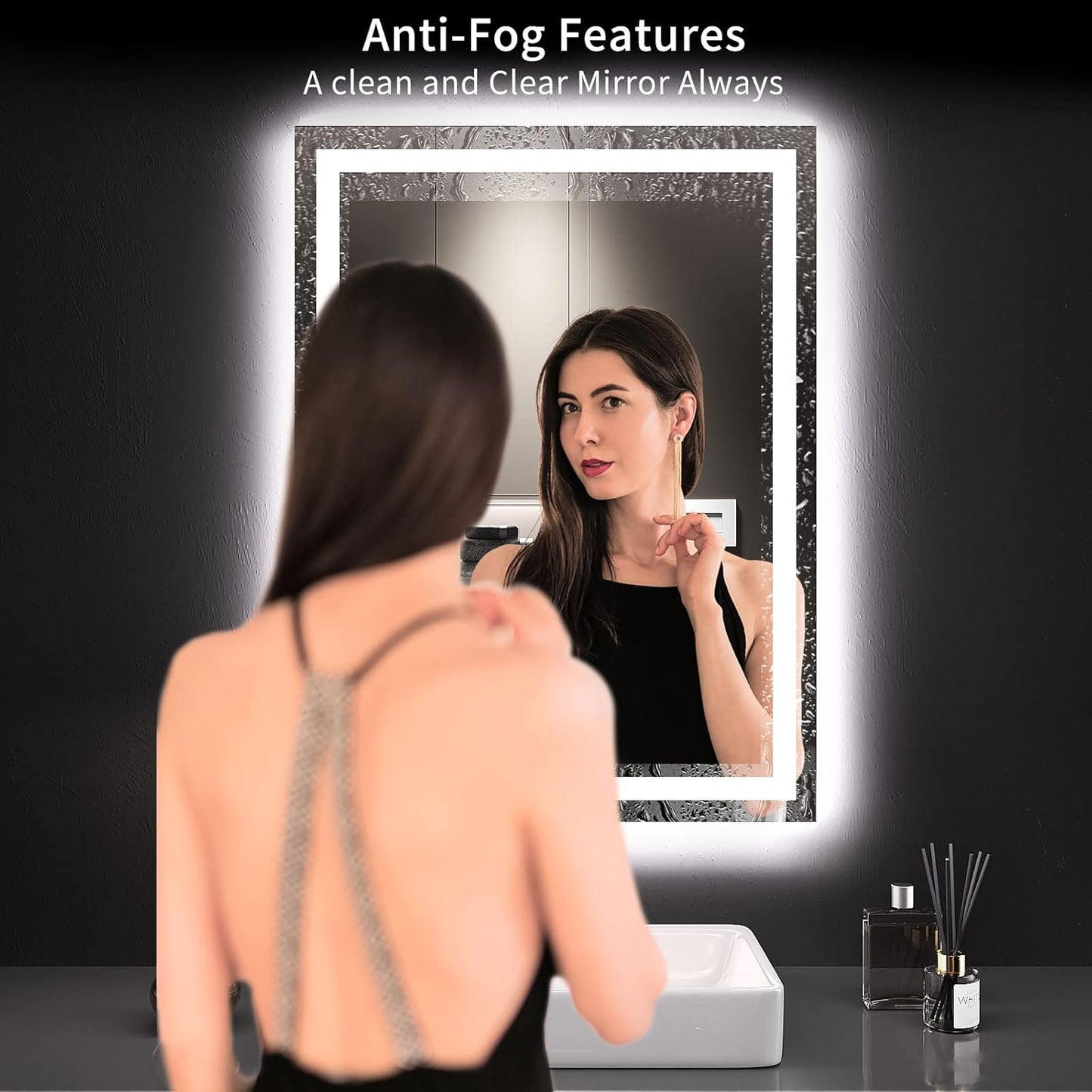Vanity Mirror with Lights, Hollywood Makeup Mirror with 15 Dimmable LED Lights for Dressing Room and Bedroom, Slim Metal Frame Design, White