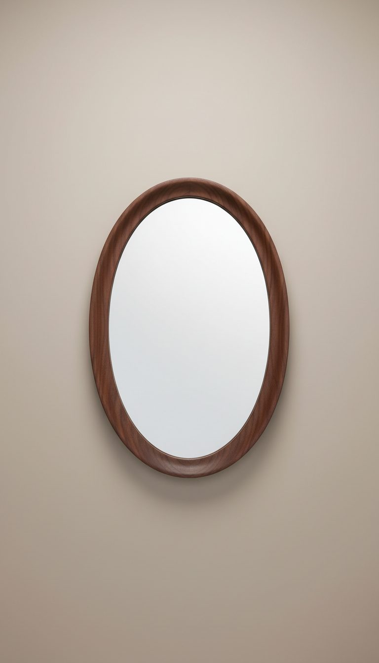 Oval Mirror With Walnut Frame