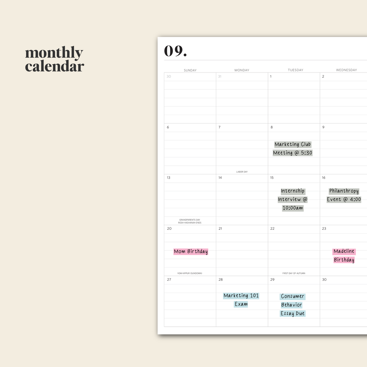 Student Productivity Planner & Organizer-GoldMiles