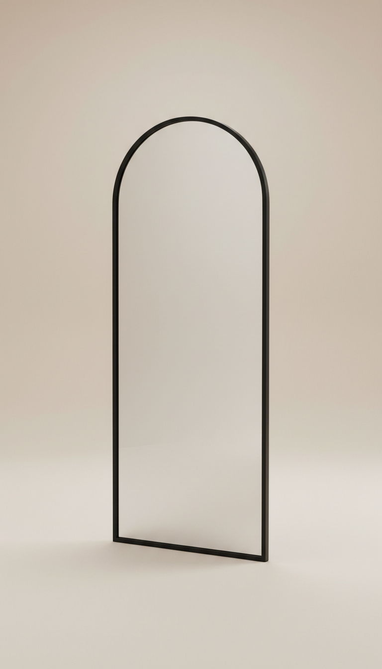 Standing Arched Black Metal Mirror