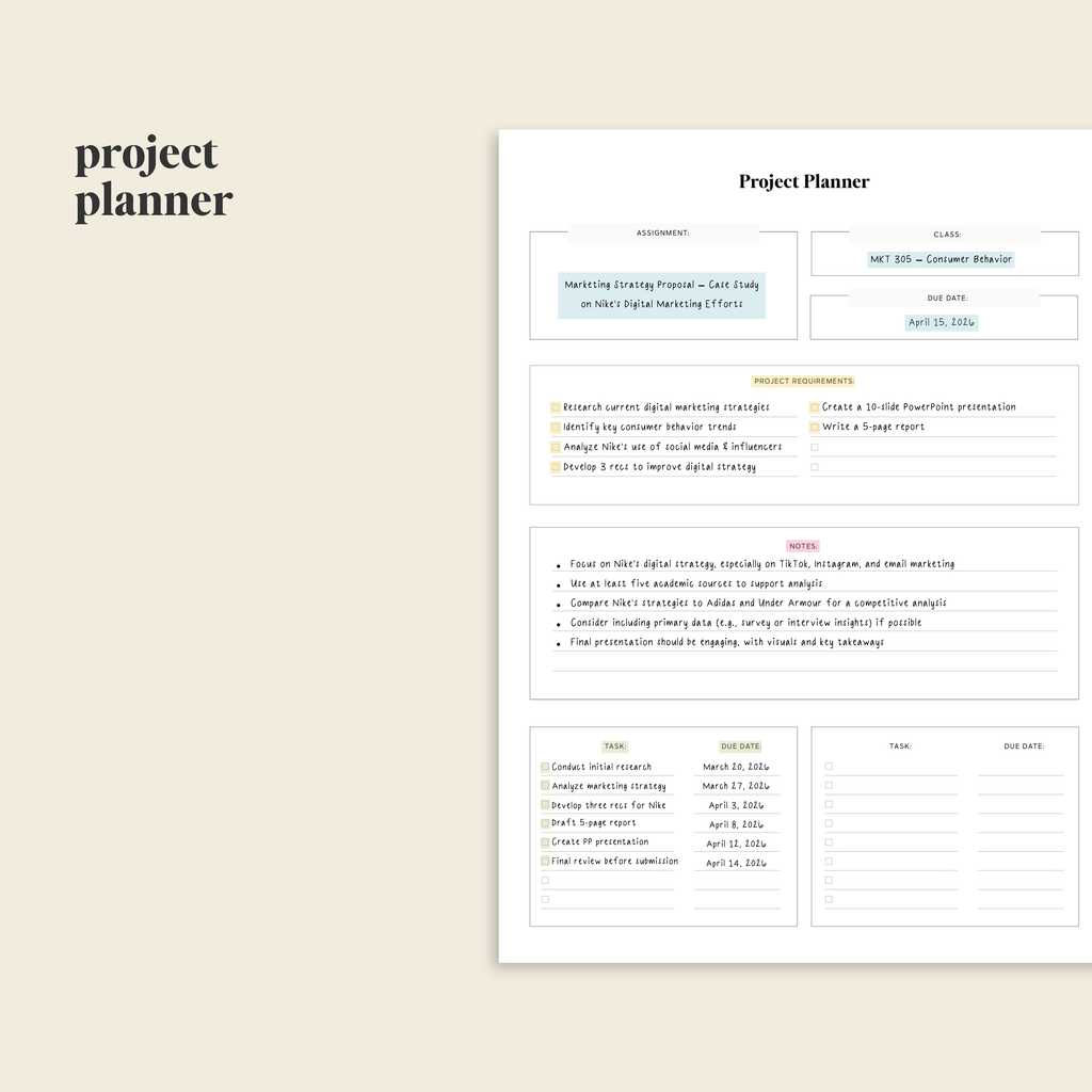 Student Productivity Planner & Organizer-GoldMiles
